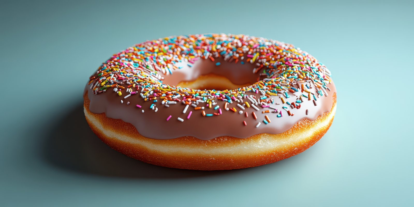 Delicious donut with colorful sprinkles sitting on a smooth surface under soft lighting